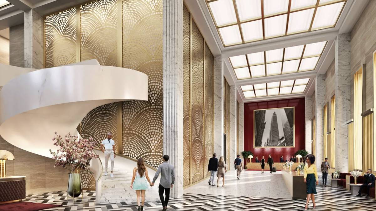 a rendering of the inside of the proposed times square casino in new york city.
