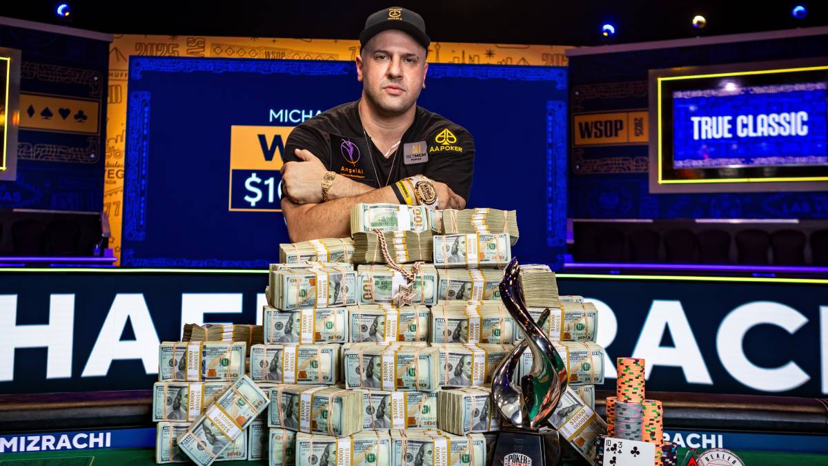 Michael "The Grinder" Mizrachi used his strong lead from the first day of the final table to win the WSOP 2025 title.