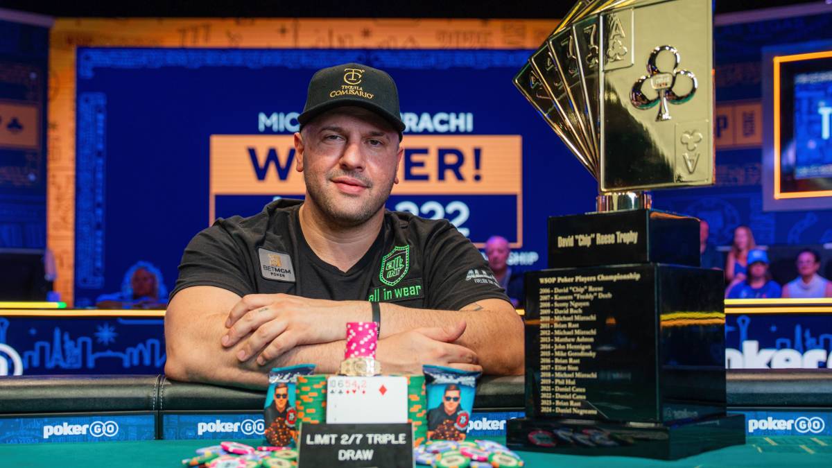 Michael “The Grinder” Mizrachi completed his run at the 2025 WSOP Main Event, single-handedly dispatching the remaining three opponents to win the diamond bracelet and the $10,000,000 prize.