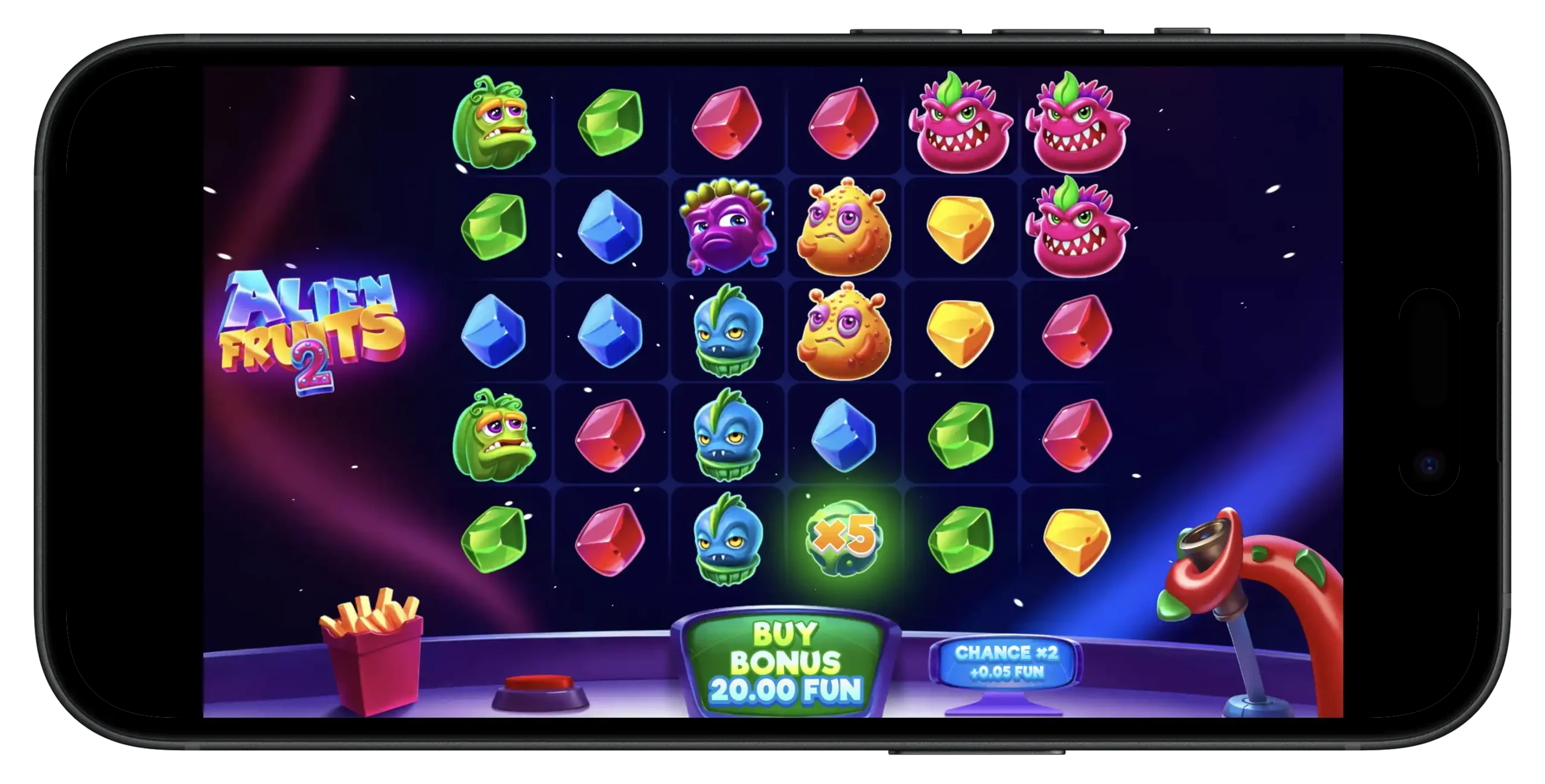 Alien Fruits 2 game on mobile.