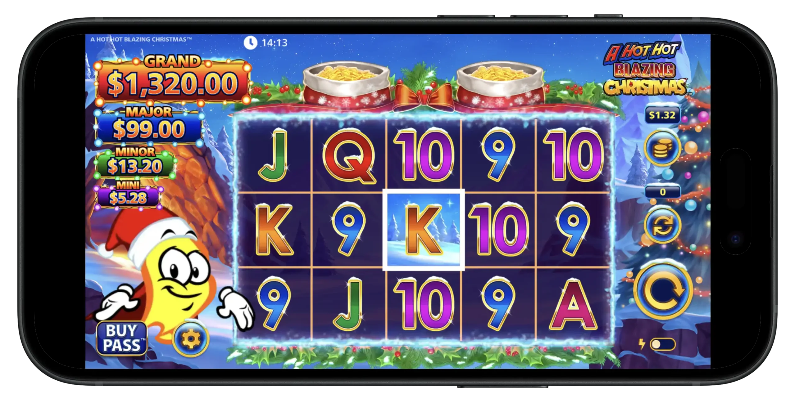 A Hot Hot Blazing Christmas slot on mobile.