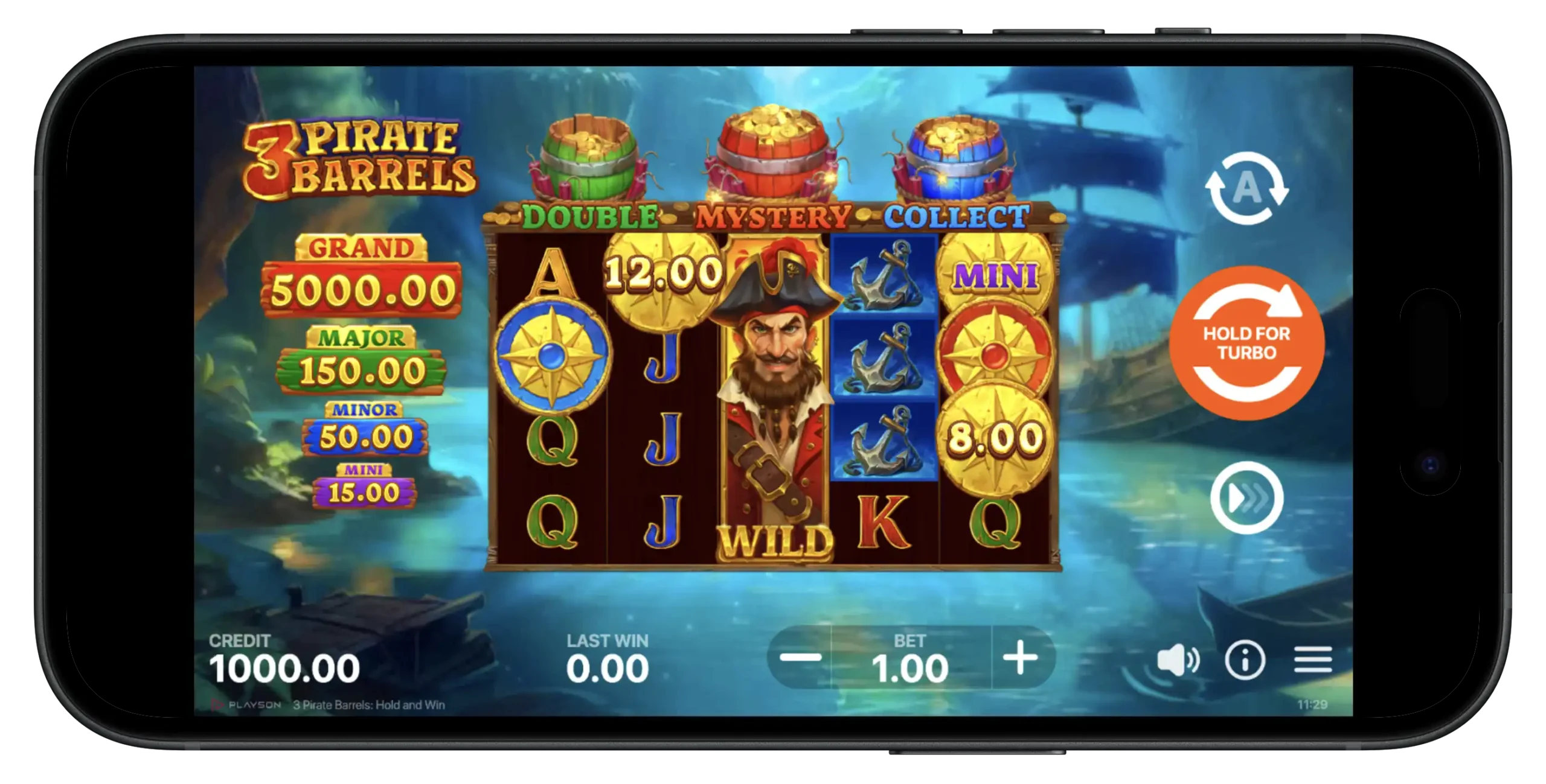3 Pirate Barrels on mobile.