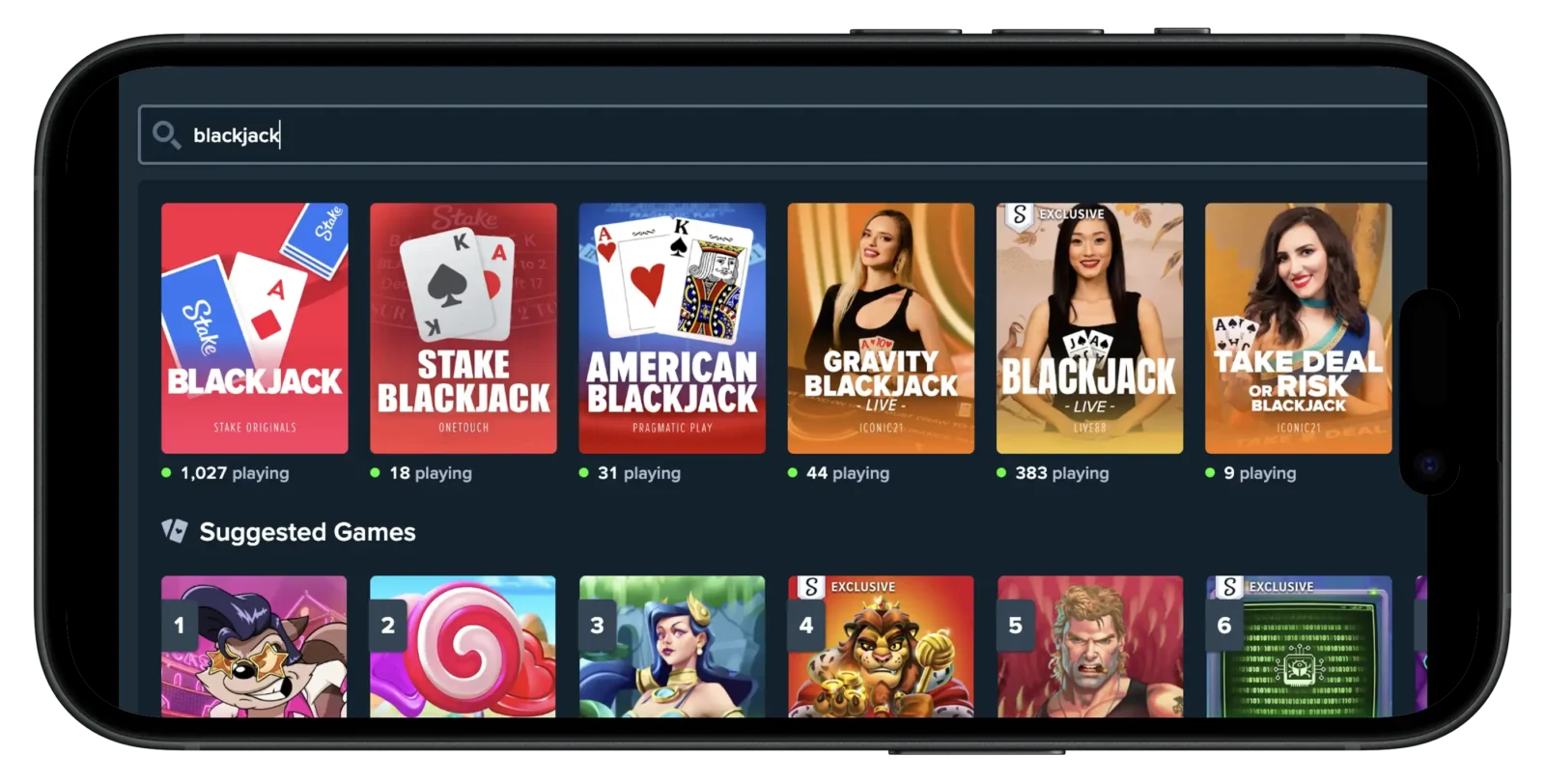 Stake.us Blackjack options.