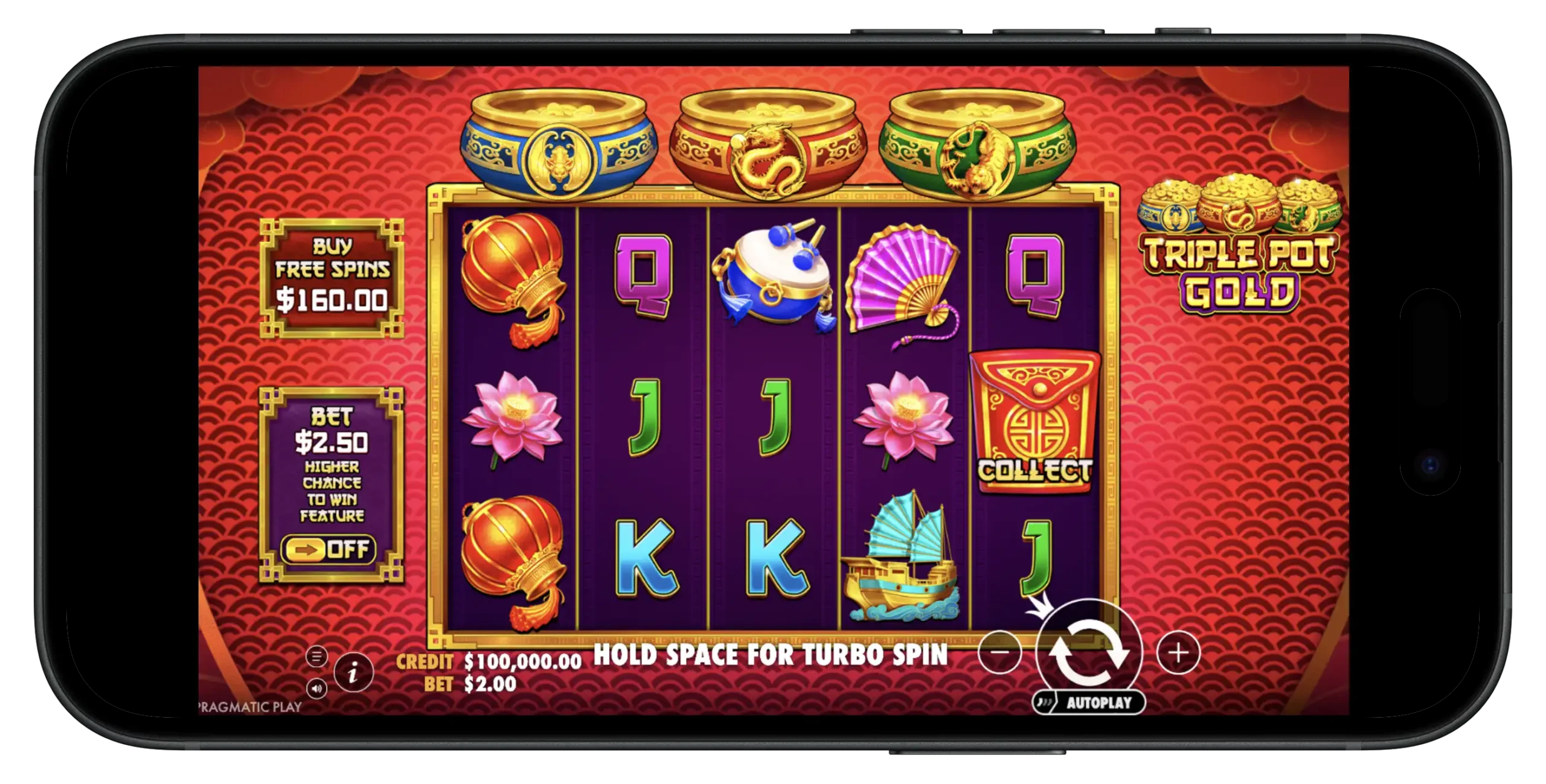 Triple Pot Gold on mobile.