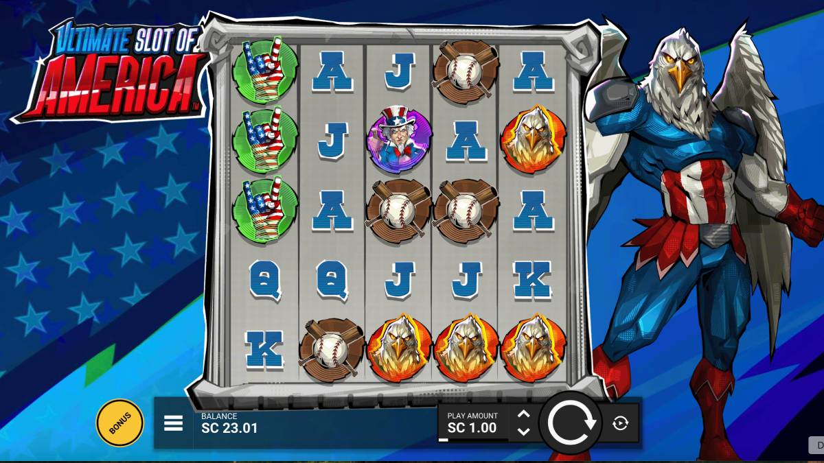 the american eagle on the ultimate american slot sweepstakes casino game is something to see.