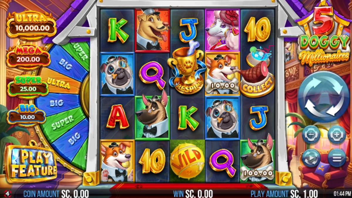 5 Doggy Millionaires Social Casino Game