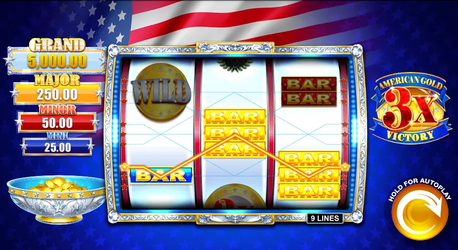 American Gold Victory 3x slot interface.