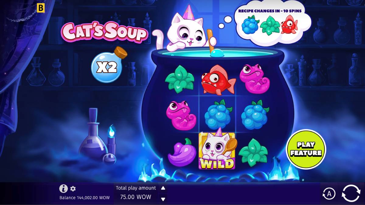the cat soup social casino game features a cat who makes magical soups, which is a perfect game to play on international cat day.