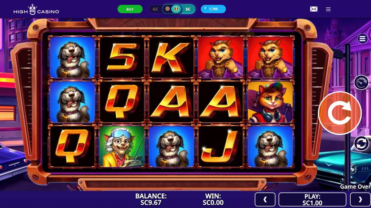 a social casino game that is fun to try on international cat day is "cat to the future" because it plays off themes from the movie "back to the future" but with cats.
