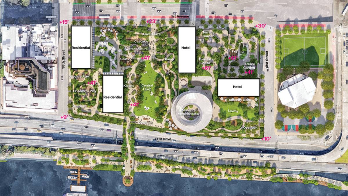 The Freedom Plaza initiative is set to reshape a 6.3-acre area stretching from 38th to 41st Street east of First Avenue.