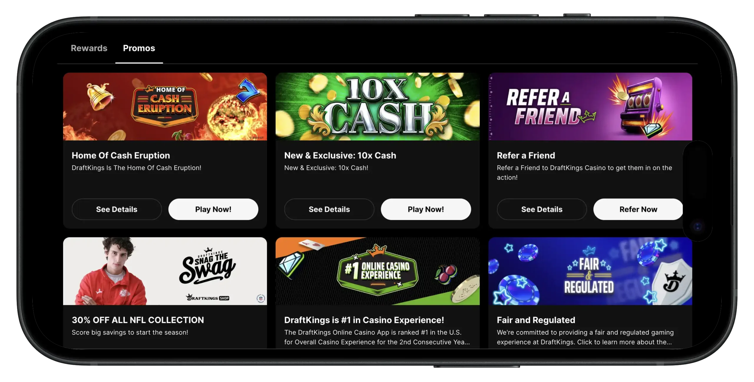DraftKings Casino promotions on mobile.