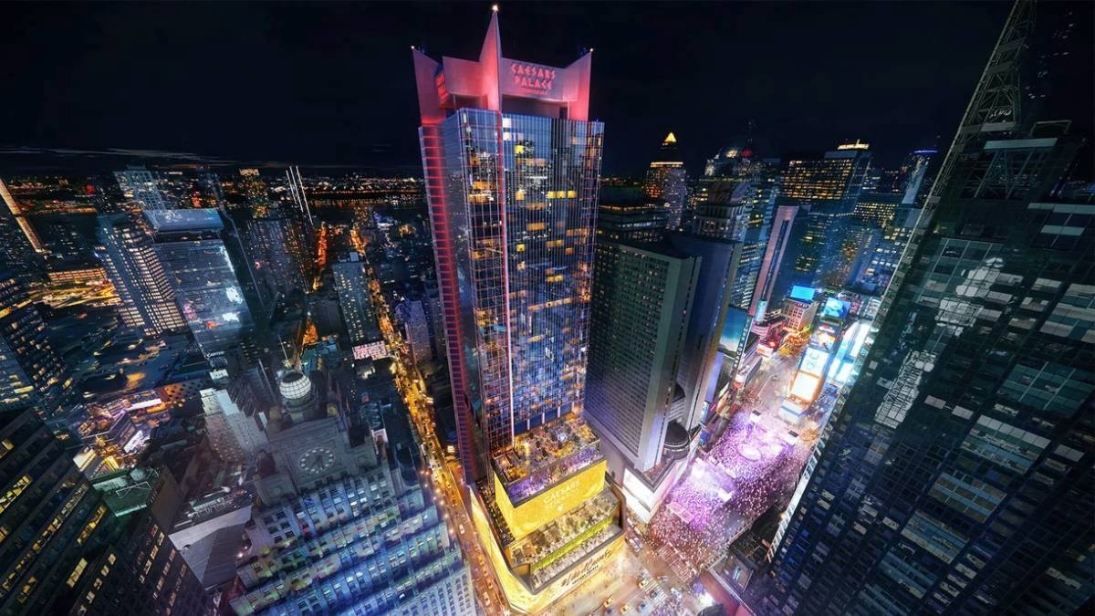 The proposed 'Caesars Palace Times Square' is a project backed by Jay-Z and is vying for one of three New York City-area casino licenses that the state will dole out.