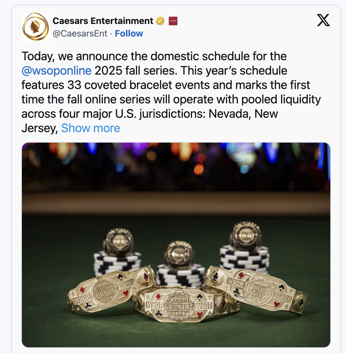 All WSOP Online bracelet and circuit ring winners will receive a $5,000 WSOP Paradise package, which includes hotel accommodation and entry into Event #1: Circuit Championship Mystery Bounty No-limit Hold’em, which features a $5M guarantee.