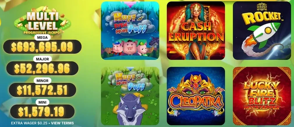 Golden Nugget Jackpot Slots Menu