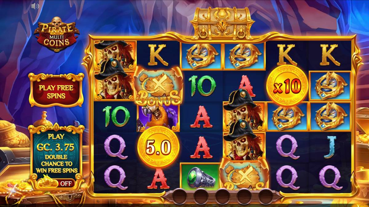 When you play Pirate Multi-Coin you embark on an adventure with a fearless crew as you set sail to seek the boundless treasures awaiting discovery.