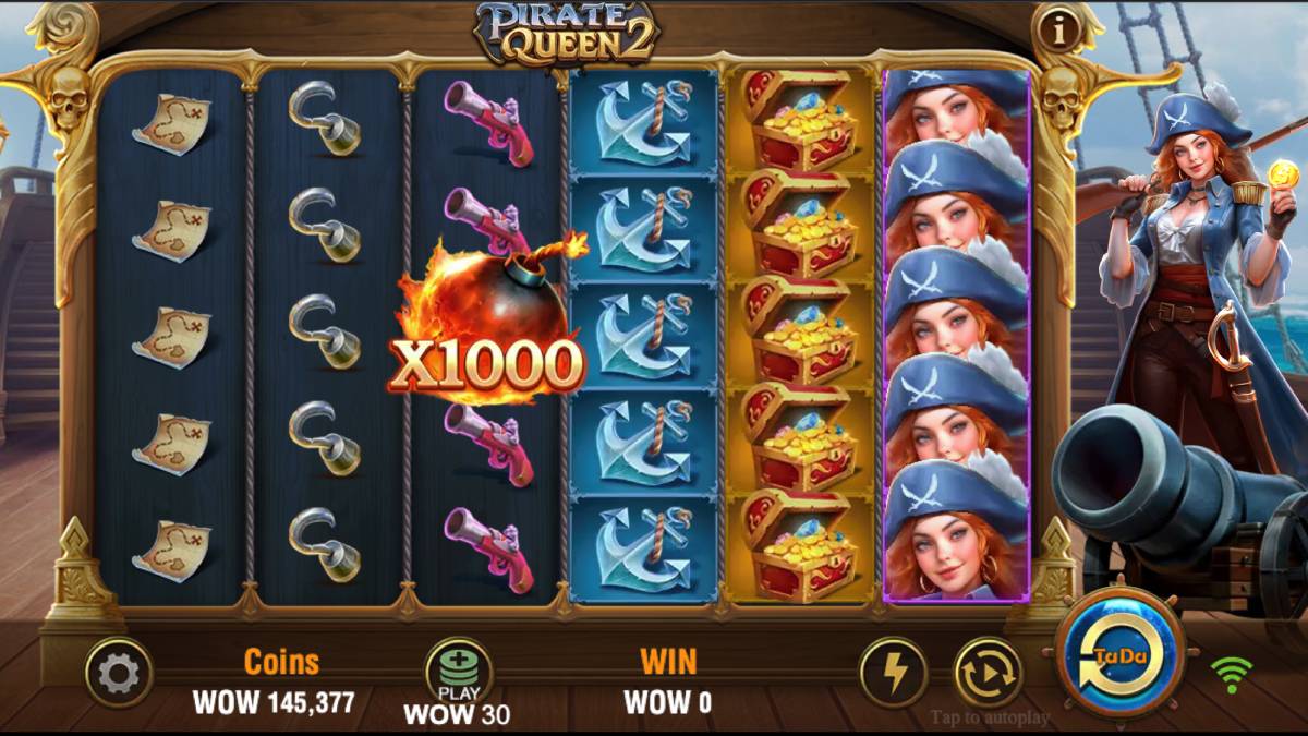 In the sweepstakes casino game Pirate Queen 2, you will find the cascading reels mechanic that follows any win, plus the regular and super bonus symbols that bring you multipliers, even going up to 1,000x.