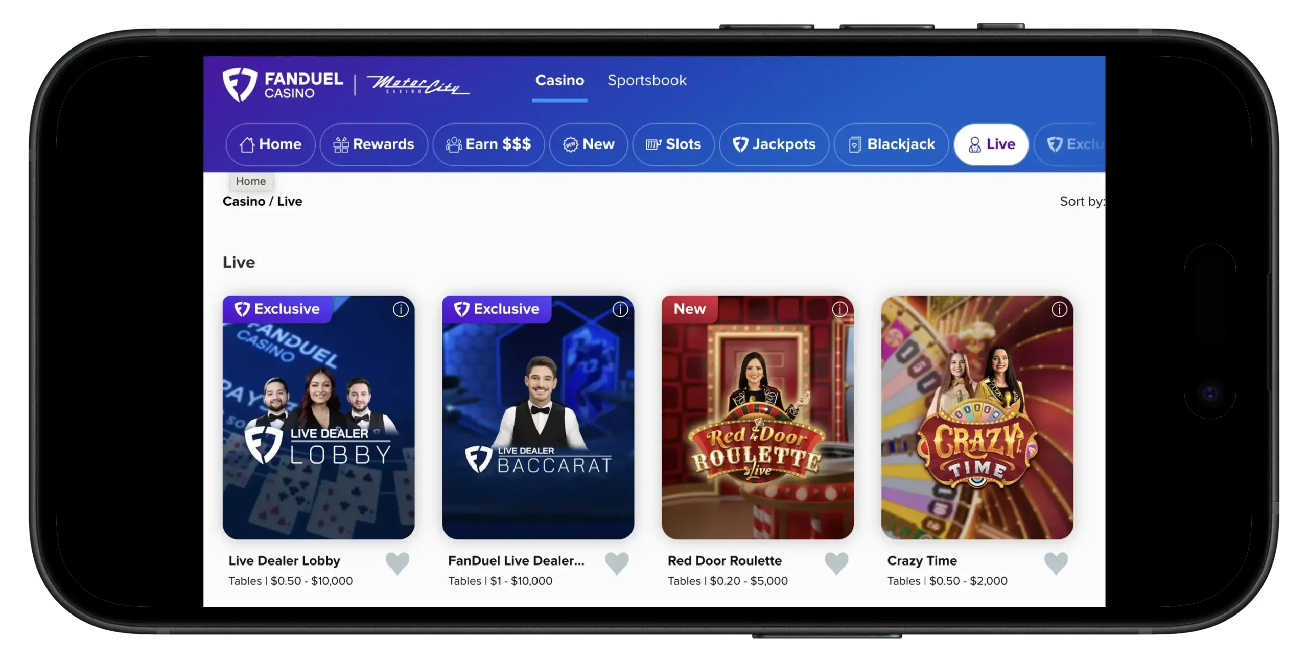 FanDuel Casino Live Dealer Games on FanDuel Casino App