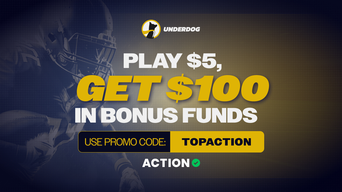 Underdog Promo Code TOPACTION: Claim $100 in Bonus Funds or Entries for Eagles-Giants TNF, Any Game article feature image