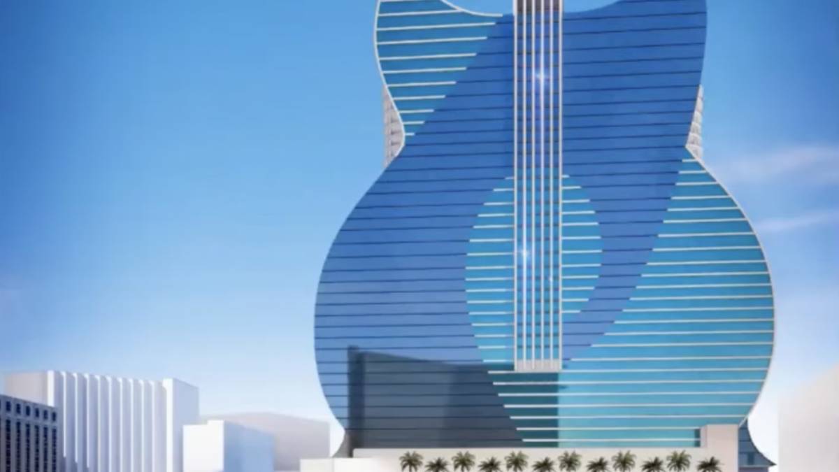 the new guitar hotel on the las vegas strip is starting to take shape and will be part of the hard rock hotel las vegas.