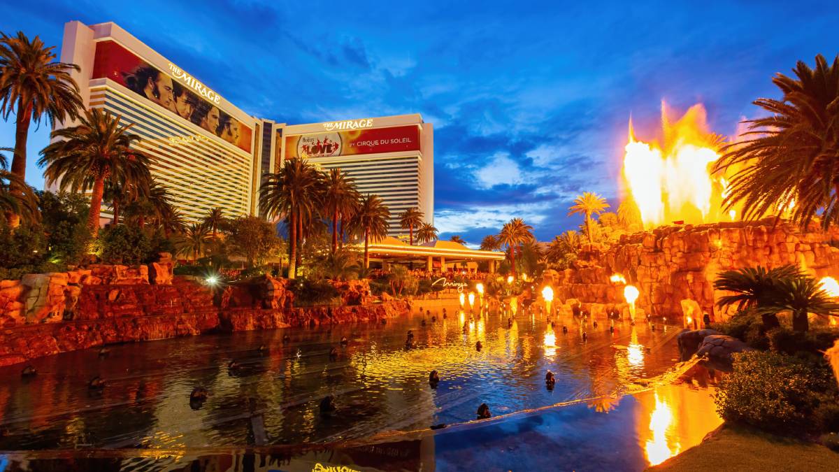 The site of the old Mirage Hotel and casino on the las vegas strip is being transformed into the hard rock las vegas that includes a 660 foot guitar hotel.