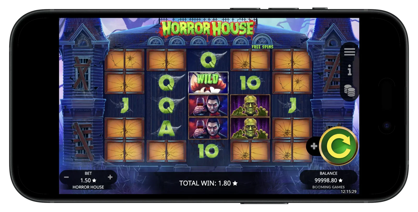 Horror House slot on mobile.