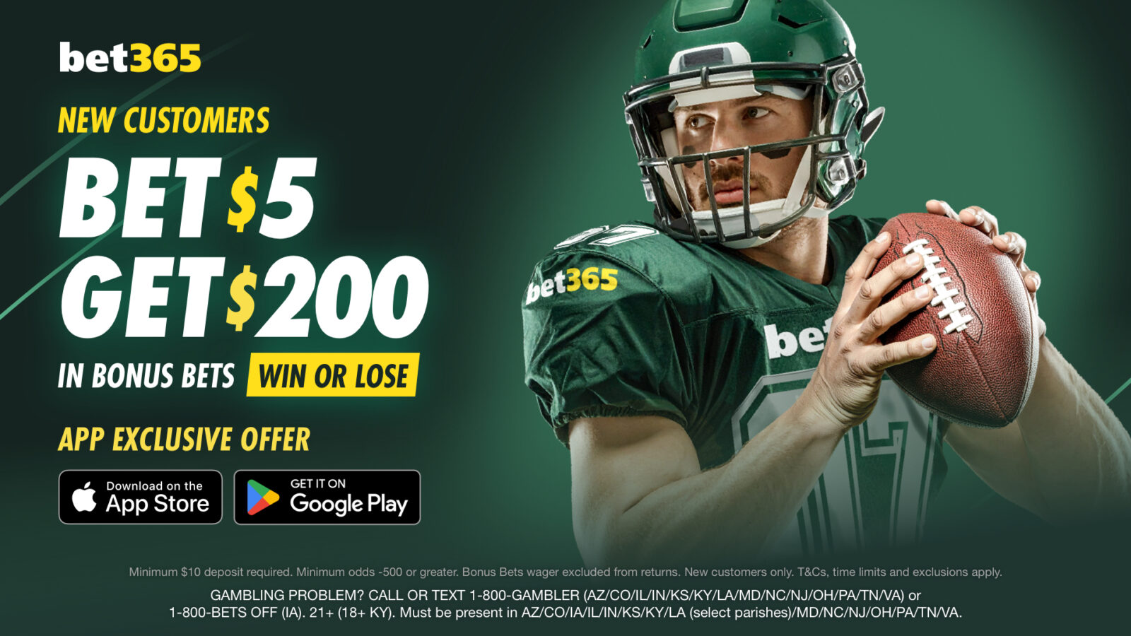 bet365 bonus code TOPACTION - $200 bet-and-get NFL betting promo.
