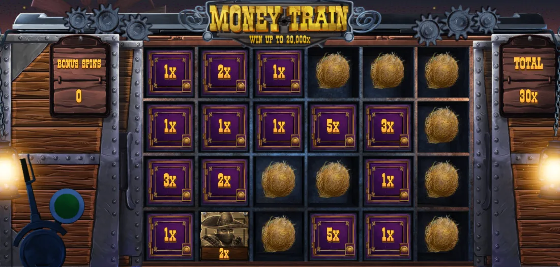 A look at the free spins bonus from the Money Train slot from Relax Gaming