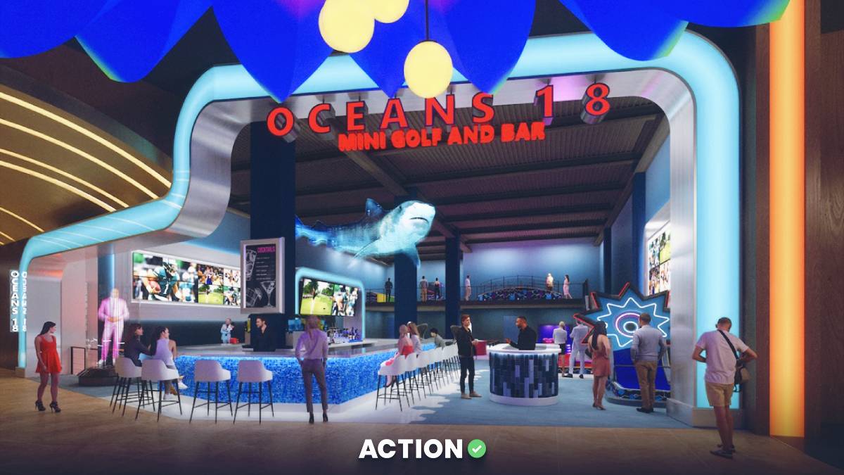 Ocean Casino's Mini Golf & Bar Features 12-Foot Hologram Shark Image