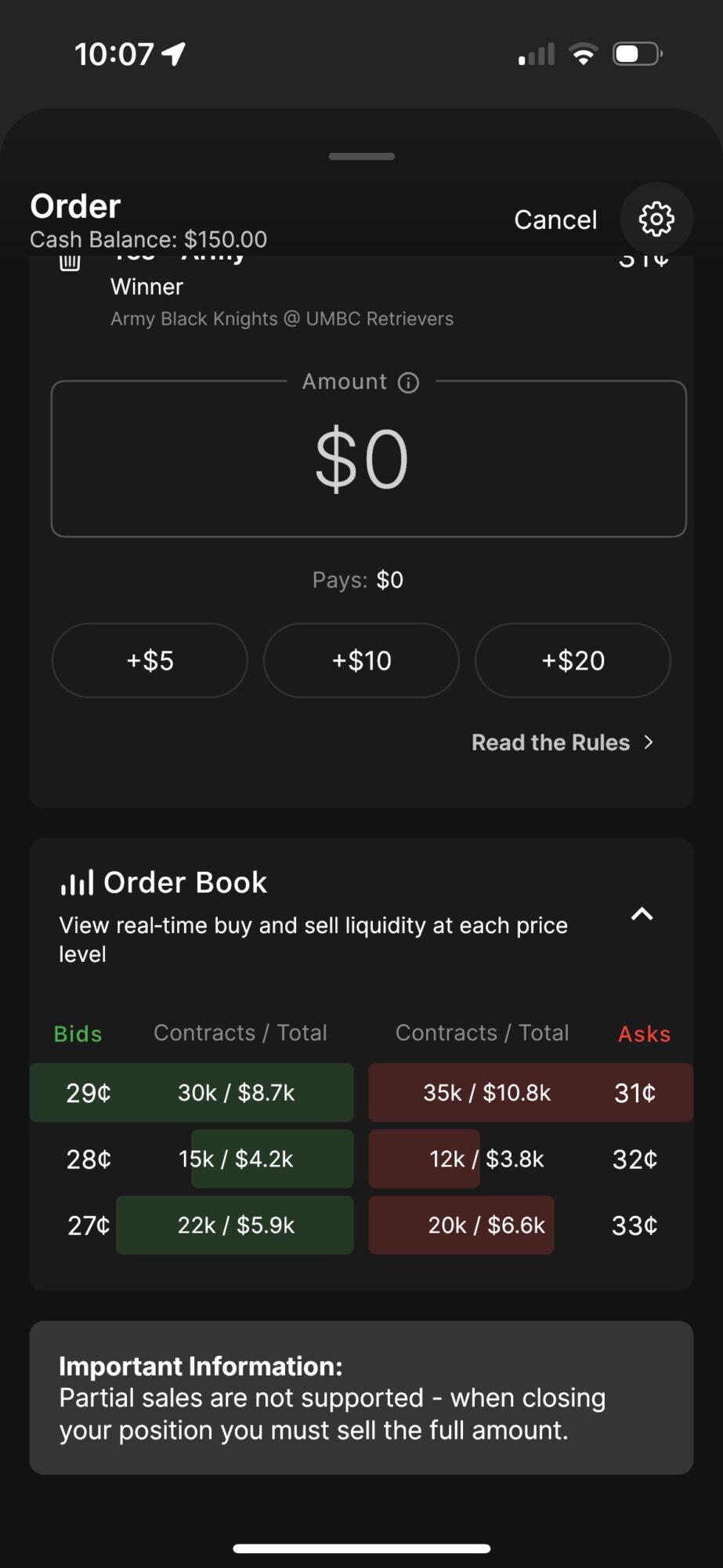 fanatics markets orderbook example
