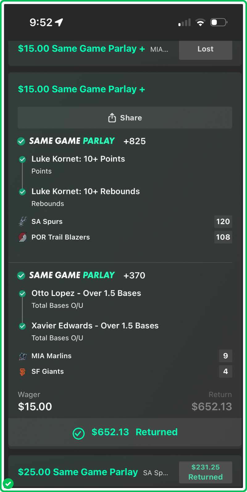 luke kornet same game parlay
