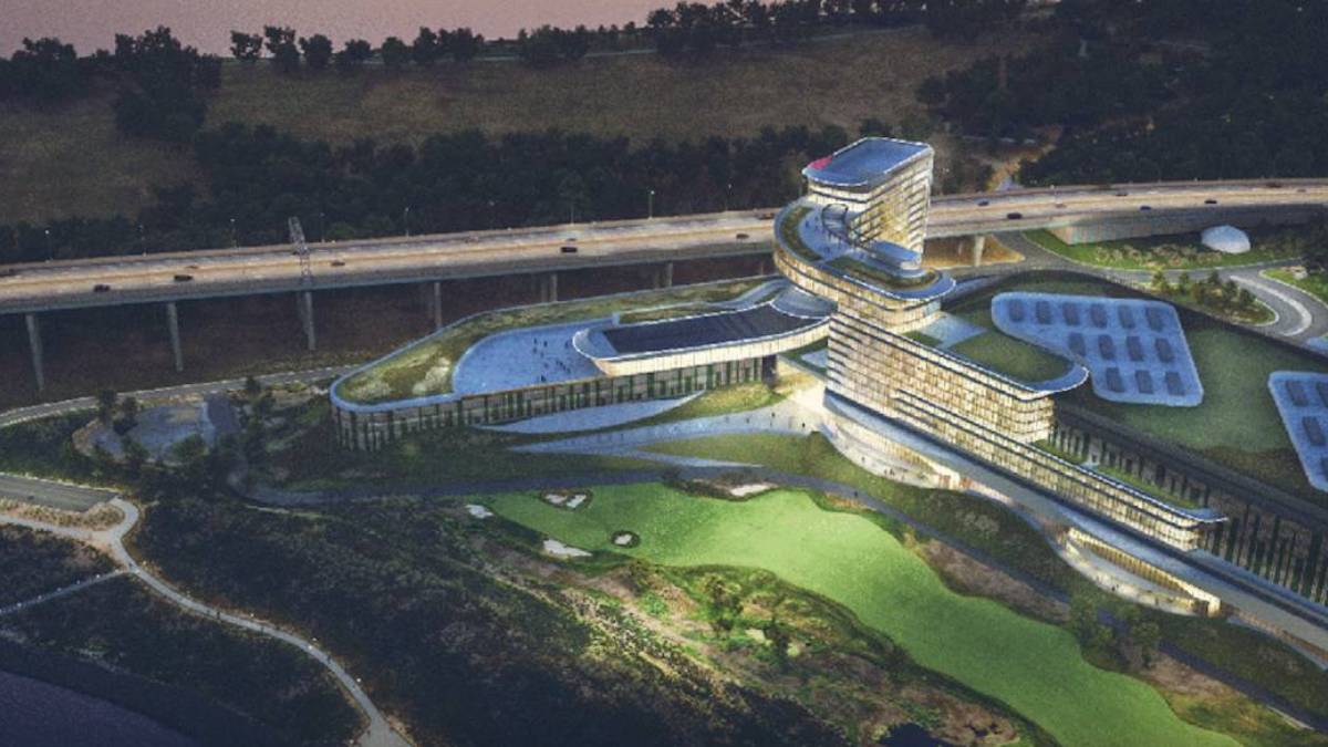 a rendering of New York's new casino at Ferry Point in the Bronx and two locations in Queens present a direct challenge, given their proximity to New Jersey's lucrative markets. 