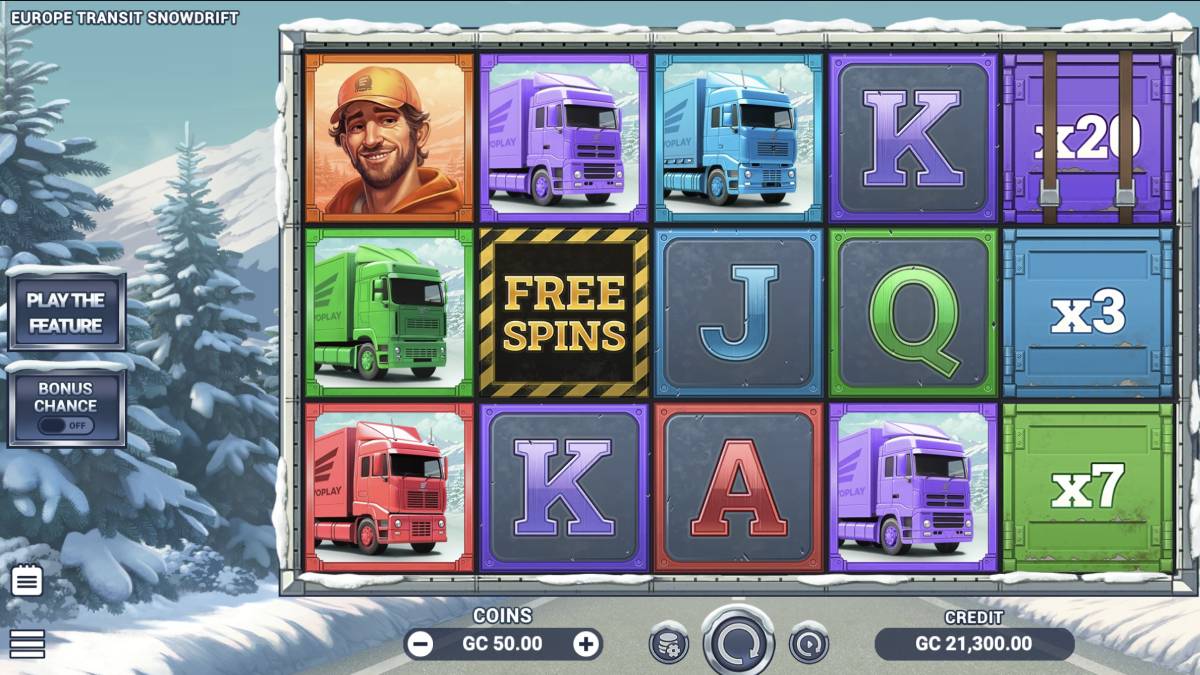 if there's a winter storm warning, truckers cannot always can't wait it out and that is exactly the situation when you play the sweepstakes casino game europe transit snowdrift that is filled with snow-covered roads and snow piles.