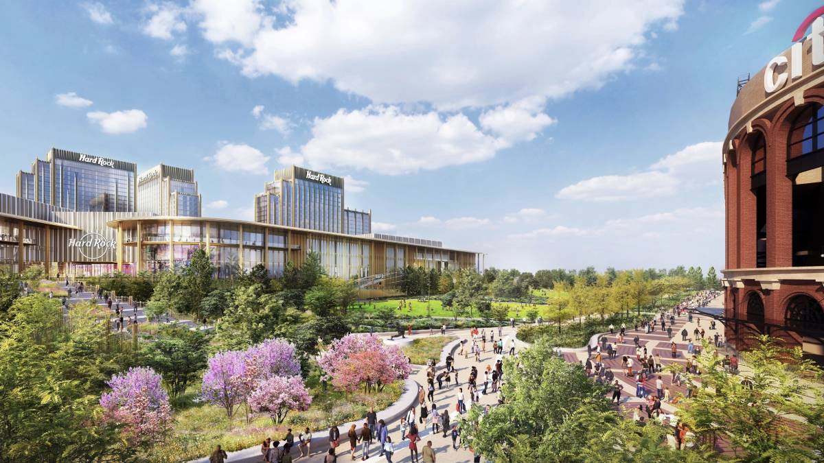 Metropolitan Park will bring together neighbors, fans and visitors to enjoy 25 acres of new public park space, improved public transportation and climate infrastructure, live music, a Queens Food Hall and a Hard Rock Hotel and Casino with bars, restaurants and a sportsbook.