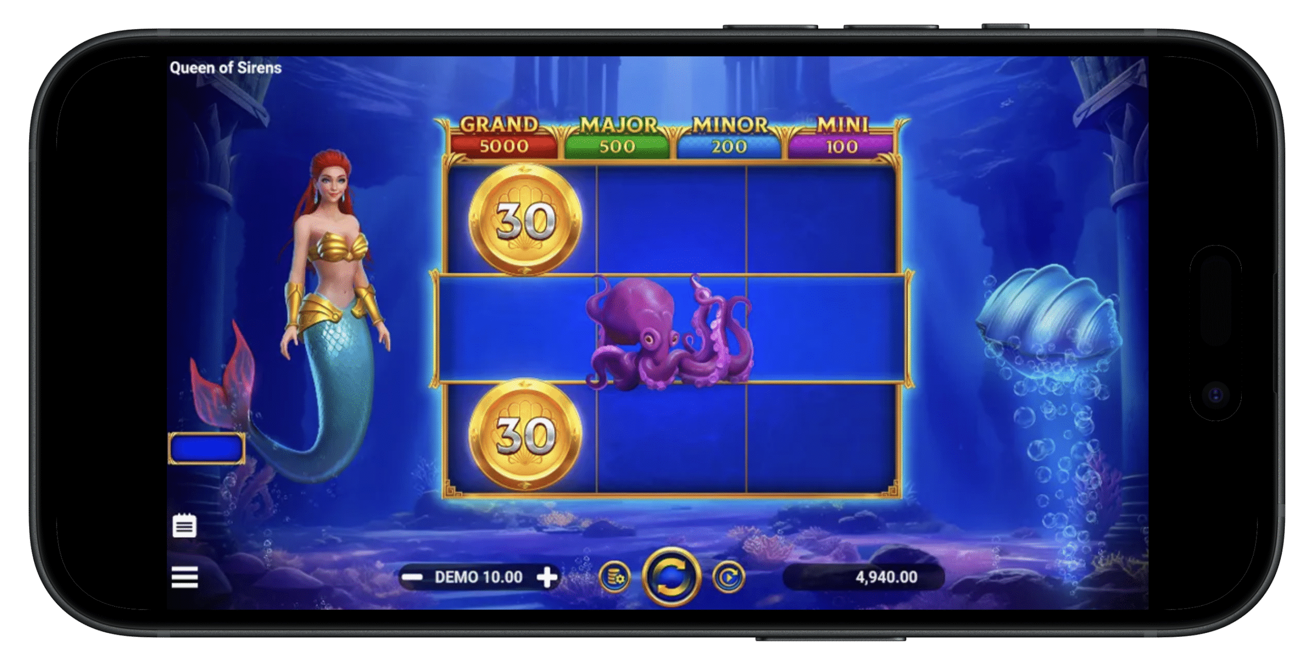 Queen of Sirens slot on mobile.