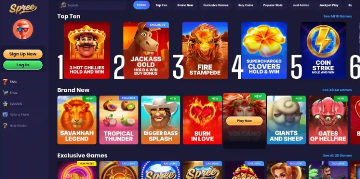 A look at the Spree Casino lobby.