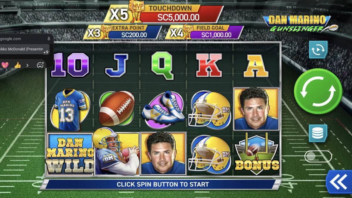 the super bowl is almost here and playing the sweepstakes casino games Dan Marino Gunslinger will take you back to big games from the past.