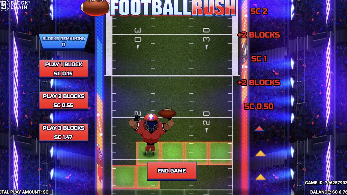 Football Rush game from Rogue brings the thrill of American football to the reels with a dynamic sports theme and is a great way to get ready for super bowl 2026 in the comfort of your own home.