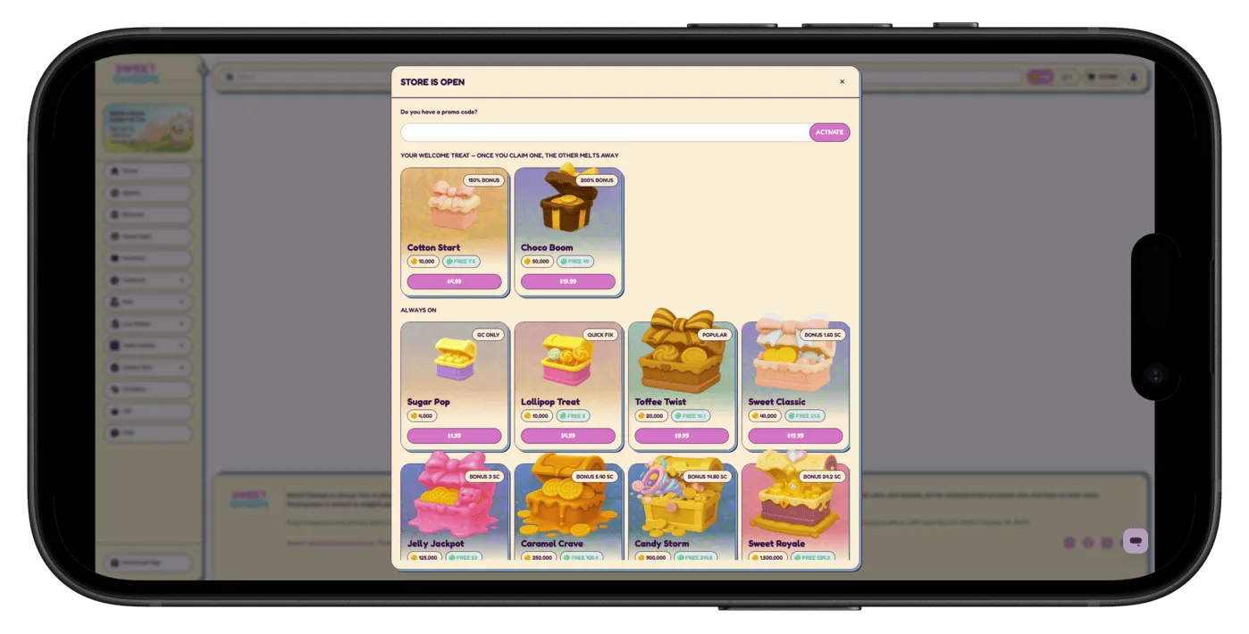 Sweet Sweeps Casino Welcome Bonus