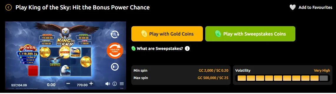 Jackpota Slots - King of the Sky Hit the Bonus Power Chance