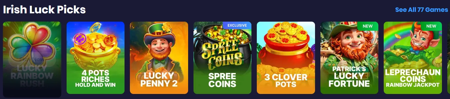Spree Casino St Paddy's Day Games