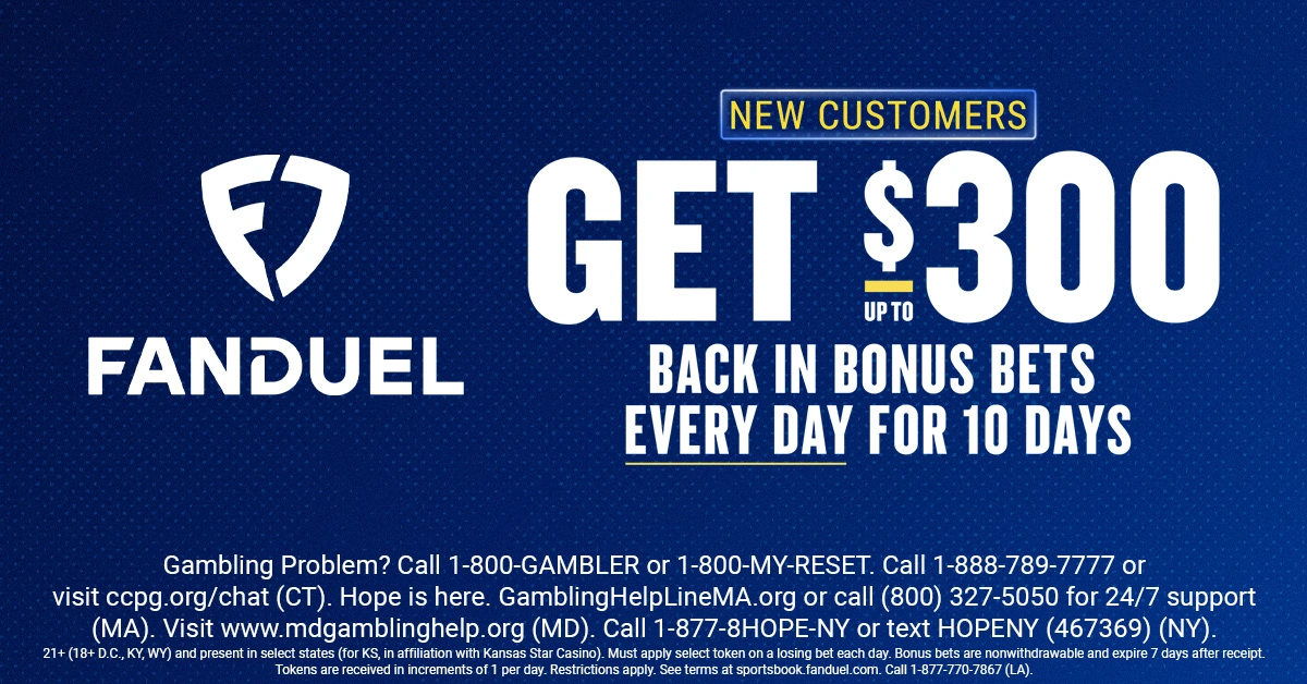 Net up to $3,000 in bonus bets back when you sign up with the FanDuel promo code. 