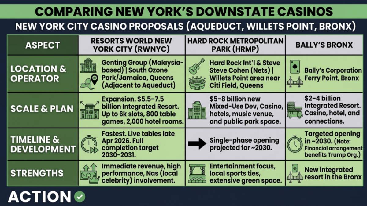 resorts world new york city will be the first of three downstate casinos to begin operations on April 28, 2026.
