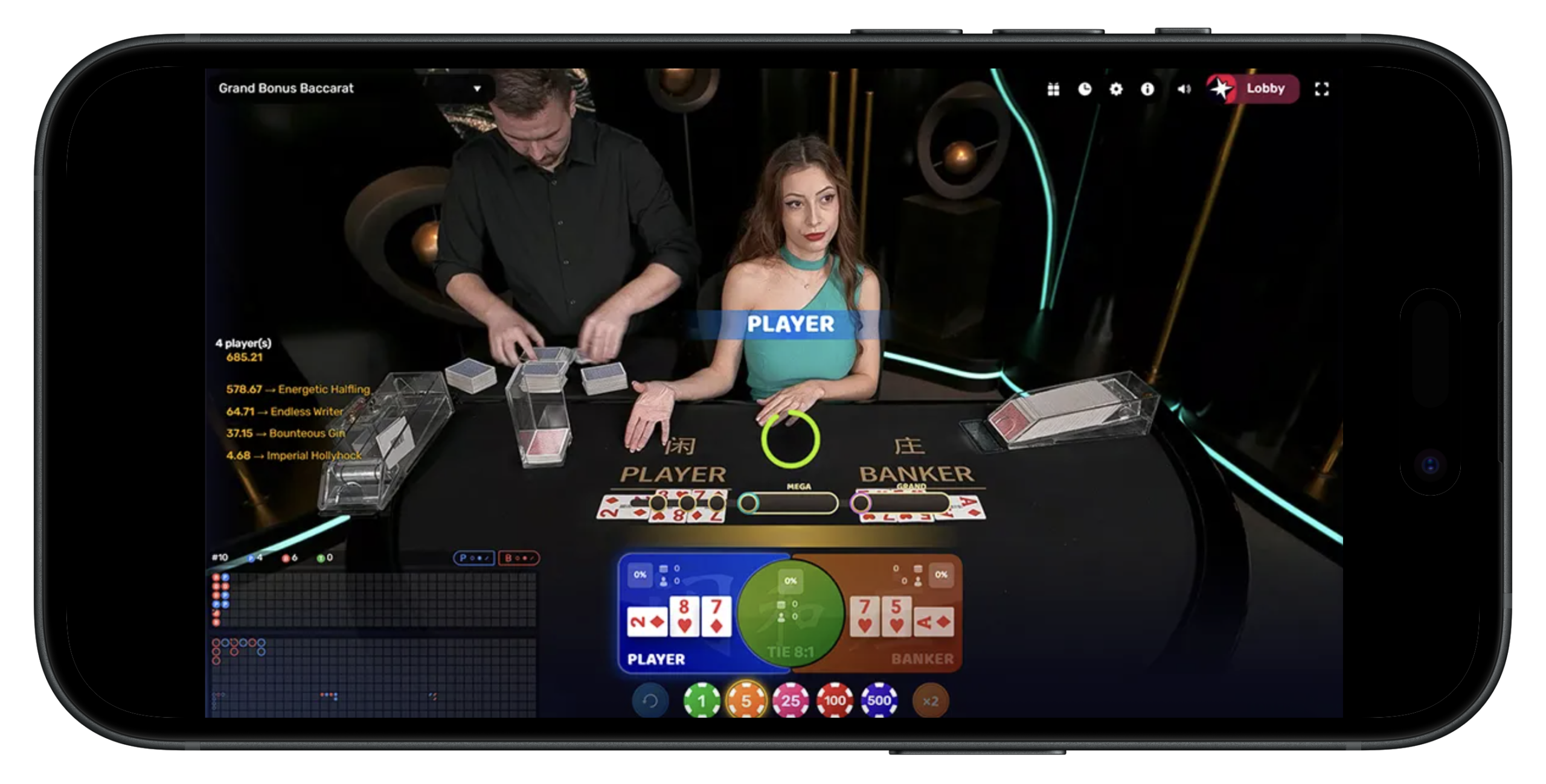 Hello Millions Live Casino Games - Grand Bonus Baccarat