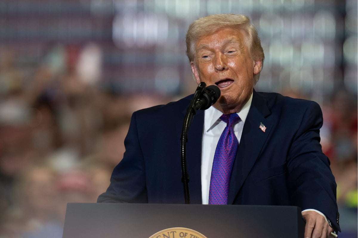 President Donald Trump giving a speech