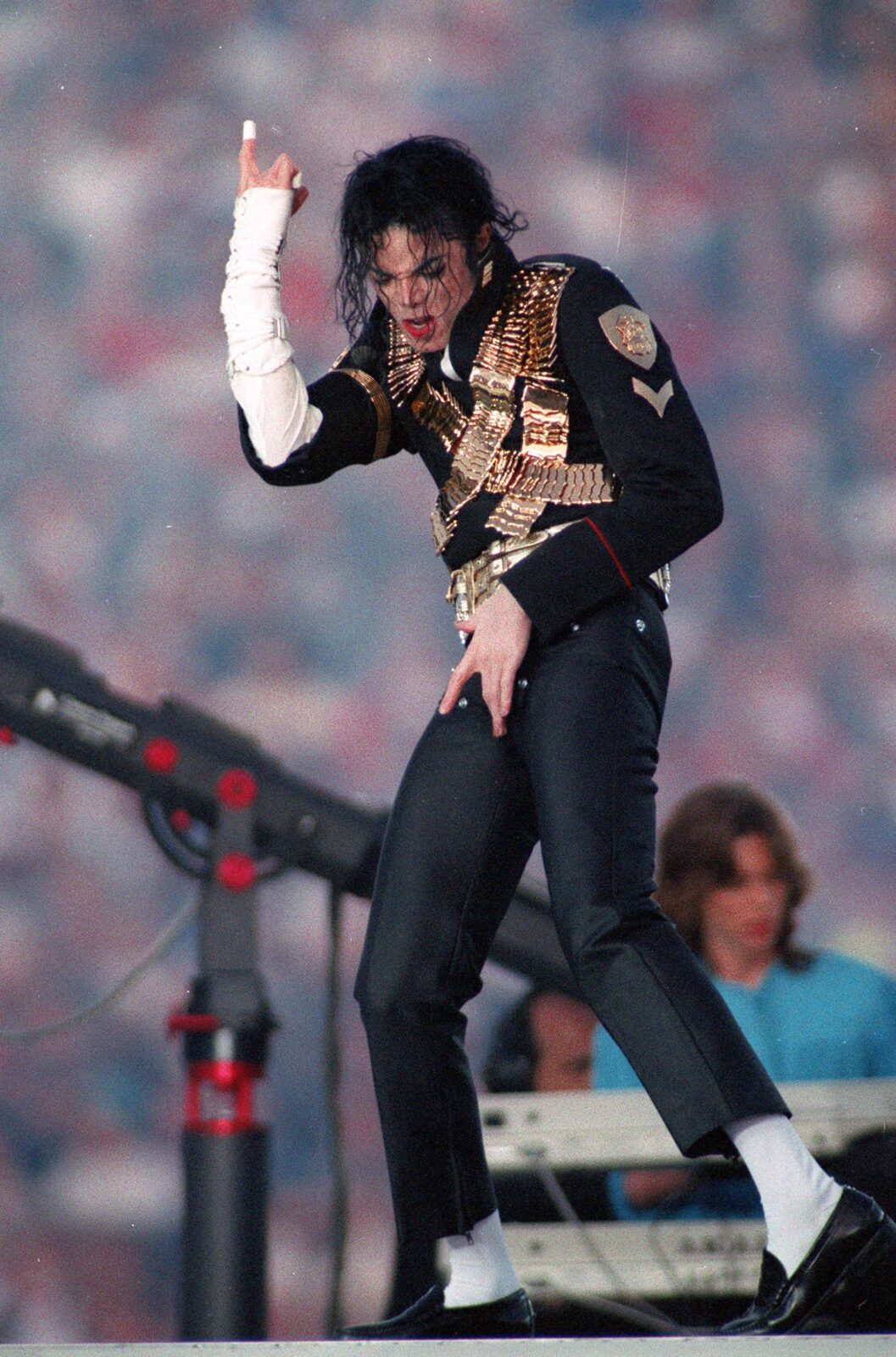 Michael Jackson during his halftime appearance at the 1993 Super Bowl.