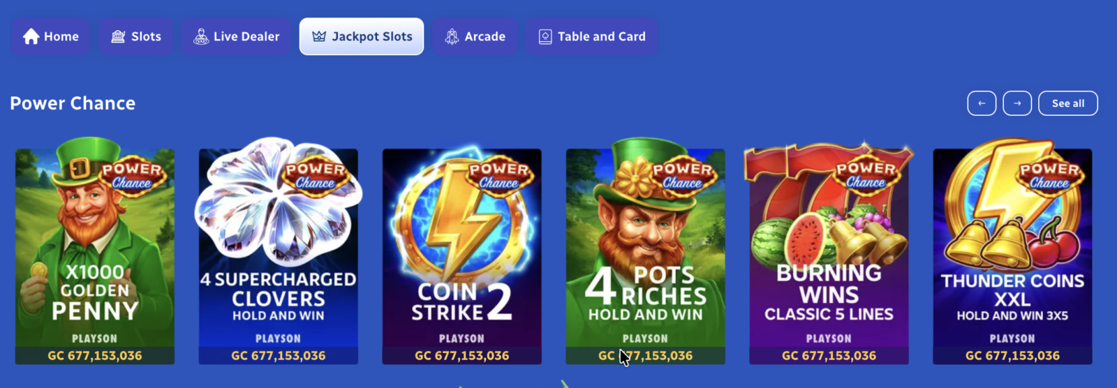 Jackpots Slots available at SpinBlitz Casino.