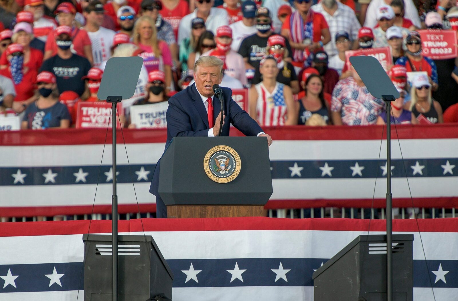 President Donald Trump speaks at The Villages Polo Club in The Villages on Friday, Oct. 23, 2020.