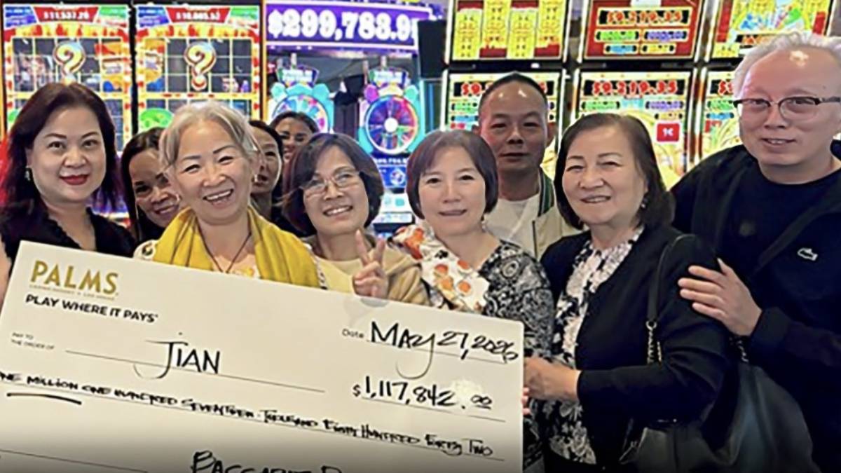 A woman placed a $5 main wager on baccarat plus a $5 progressive side bet. The progressive side bet triggered the massive jackpot when a rare suited winning hand combination hit. 