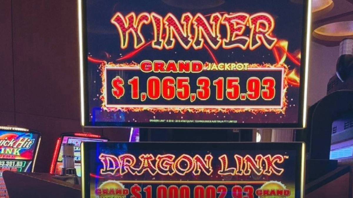 Close-up of Dragon Link progressive jackpot display exceeding $1 million