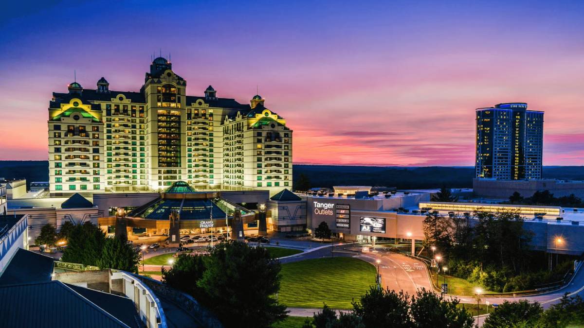 Foxwoods Resort Casino entrance in Mashantucket, Connecticut.